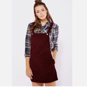 TOPSHOP  Moto Corduroy Overall Dress in Burgundy  Sz 6